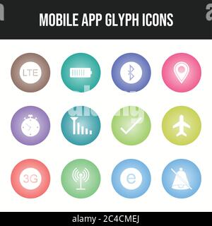 Set di icone delle app mobili univoche Illustrazione Vettoriale