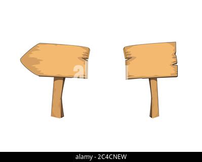 Cartello cartoni in legno stile vettoriale posto di direzione. Cartoncino clipart. Illustrazione grafica semplice. Illustrazione Vettoriale