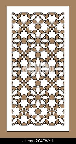 Pannello vettoriale cnc arabo. Taglio laser. Dima per divisorio interno in stile arabo. Pannello decorativo CNC Illustrazione Vettoriale