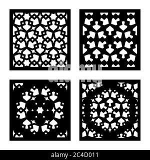 Pannello vettoriale taglio laser. Decorazioni a CNC, design jali, divisorio interno. Taglio laser islamico, arabico Illustrazione Vettoriale
