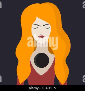 Ragazza infelice, disturbo di personalità borderline, donna triste con problemi psicologici. Carattere vettoriale Illustrazione Vettoriale