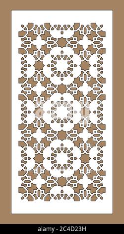 Pannello vettoriale cnc arabo. Taglio laser. Dima per divisorio interno in stile arabo. Pannello decorativo CNC Illustrazione Vettoriale