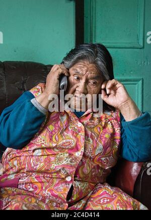 Cristina Calderón, l'ultima Yagan a sangue pieno, nata nel 1928, Puerto Williams, Cile Foto Stock