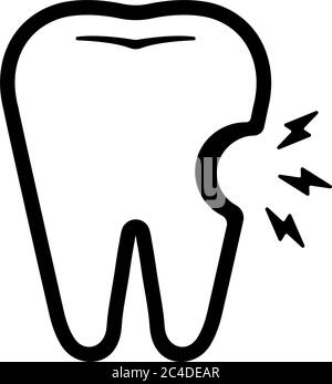 Cura dentale , icone dentali illustrazione / dente sensibile , decadimento dentale Illustrazione Vettoriale