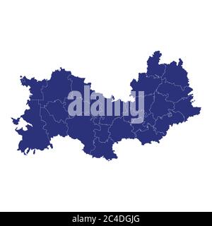 Alta qualità mappa di Mordovia è una regione della Russia con i confini dei distretti Illustrazione Vettoriale