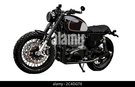 Classico scrambler moto.vintage su misura. Illustrazione vettoriale moto. Foto Stock