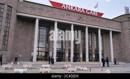 Ankara, Turchia - 9 gennaio 2020: Stazione ferroviaria di Ankara. Turchia. Foto Stock