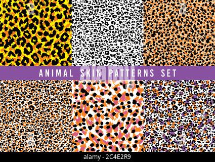 set di modelli vettoriali di stampa animale Illustrazione Vettoriale