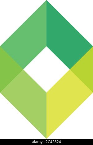 Modello logo casella vuota verde. Logotipo di forma geometrica semplice per aziende o società logistiche. Illustrazione vettoriale. Illustrazione Vettoriale
