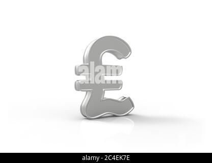 Illustrazione 3D del segno del Pound in colore argento Foto Stock