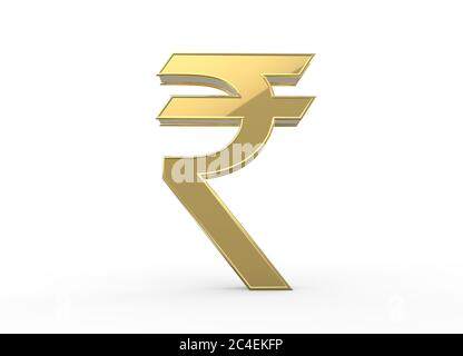 Icona Rupee 3D in colore oro Foto Stock
