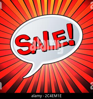 Testo Bubble sale. Stile fumetto retrò bolla di parlato. Illustrazione vettoriale pop art. Illustrazione Vettoriale