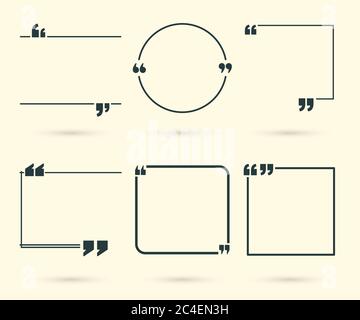 Set di preventivi. Modello preventivo vuoto. Citazione bolla del discorso. Illustrazione vettoriale Illustrazione Vettoriale