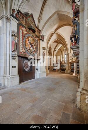 Orologio astronomico nella Cattedrale di San Paolo a Muenster, interno della Cattedrale di Muenster, St.-Paulus-Dom, Muenster, Nord Reno-Westfalia Foto Stock