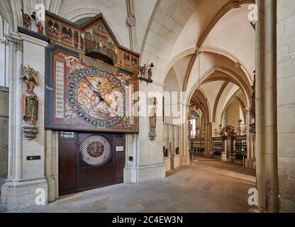 Orologio astronomico nella Cattedrale di San Paolo a Muenster, interno della Cattedrale di Muenster, St.-Paulus-Dom, Muenster, Nord Reno-Westfalia Foto Stock