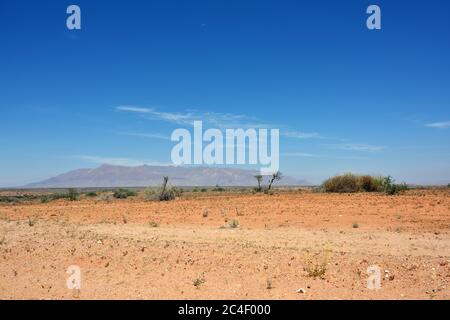 Splendido paesaggio con il punto più alto della Namibia - il Monte Brandberg si trova a Damaraland, nel deserto del Namib nord-occidentale, vicino alla costa Foto Stock