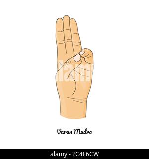 Varun Mudra / gesture di acqua. Vettore. Illustrazione Vettoriale