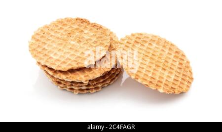 Il burro waffle cookies su sfondo bianco