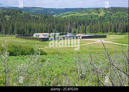 Panoramica dello storico Fort Walsh, un sito storico nazionale nelle Cypress Hills di Saskatchewan, Canada Foto Stock