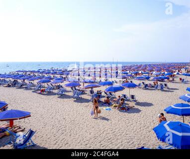 Vista sulla spiaggia, Forte dei Marmi, Provincia di Lucca, Regione Toscana, Italia Foto Stock