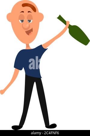 Uomo ubriaco, illustrazione, vettore su sfondo bianco Illustrazione Vettoriale