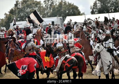 Grunwald, Polonia - 14 luglio 2018: Battaglia di Grunwald 1410 rientrata Foto Stock