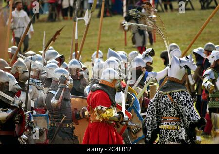 Grunwald, Polonia - 14 luglio 2018: Battaglia di Grunwald 1410 rientrata Foto Stock