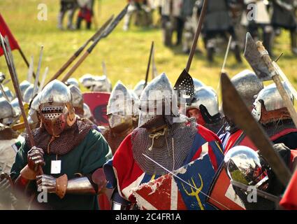 Grunwald, Polonia - 14 luglio 2018: Battaglia di Grunwald 1410 rientrata Foto Stock