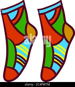 Calze multicolore, illustrazione, vettore su sfondo bianco Illustrazione Vettoriale