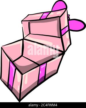 Regalo di apertura, illustrazione, vettore su sfondo bianco Illustrazione Vettoriale
