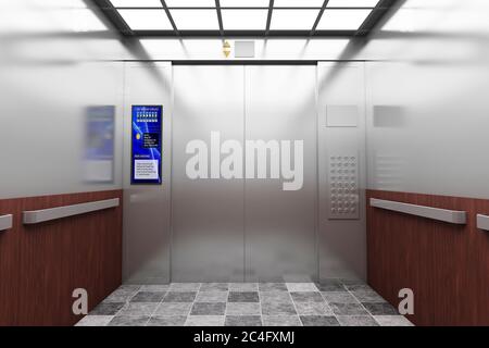 Rendering 3D di un ascensore moderno Foto Stock