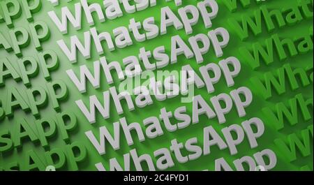 WhatsApp Multiple Typography on Green Wall 3D rendering Foto Stock