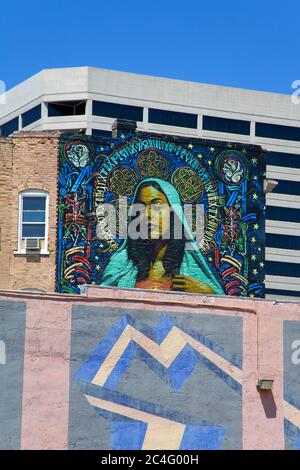Murale nel centro di Salt Lake City, Utah, USA, Nord America Foto Stock