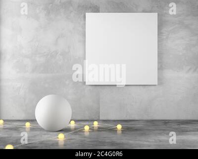 Tela vuota nella stanza, illustrazione. Foto Stock