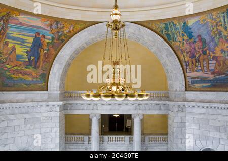 Murale nella rotonda, state Capitol Building, Salt Lake City, Utah, USA, Nord America Foto Stock