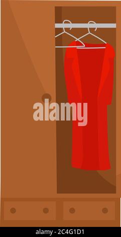 armadio in legno, illustrazione, vettore su sfondo bianco Illustrazione Vettoriale