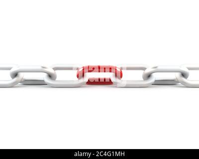 Catena metallica con un tirante rosso Foto Stock