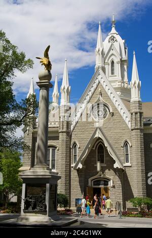 Sala riunioni su Temple Square, Salt Lake City, Utah, USA, Nord America Foto Stock