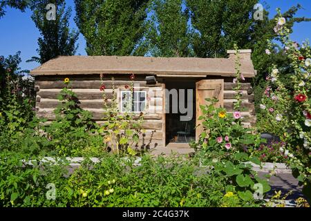 Deuel Log Home su Temple Square, Salt Lake City, Utah, USA, Nord America Foto Stock