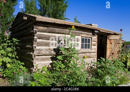 Deuel Log Home su Temple Square, Salt Lake City, Utah, USA, Nord America Foto Stock