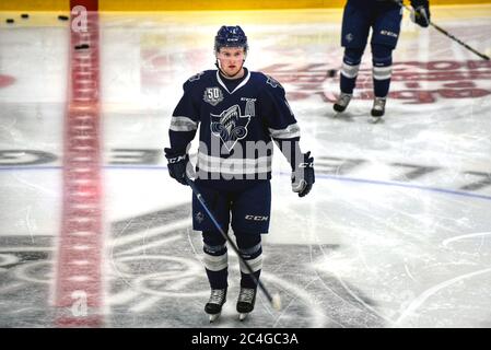 Gatineau, Canada - 19 gennaio 2019: Alexis Lafrenière del Rimouski Océanic si riscalda prima del gioco della Major Jr League del Quebec contro il Gatineau O. Foto Stock