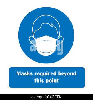Indossare il simbolo e il simbolo della maschera facciale. Non entrare senza una maschera facciale. Proteggersi da Coronavirus. Avviso COVID-19. Cartello di avvertenza per proteggere f Foto Stock