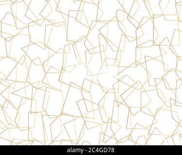 Motivo senza giunture astratto in oro. Sfondo senza limiti, eleganti forme geometriche con linee dorate. Arredamento senza confini. Ornamento di disegno di modello per la pellicola di carta, la stampa di tessuto, l'arredamento della carta da parati. Illustrazione vettoriale Illustrazione Vettoriale