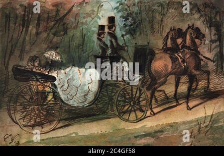 Carrozza nel Bois de Boulogne di Constantin Guys, 1800 Foto Stock