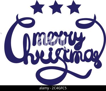 Merry Christmas testo vettoriale Lettering calligrafico design modello di scheda. Tipografia creativa per il messaggio di saluto festivo dono Poster. Illustrazione Vettoriale