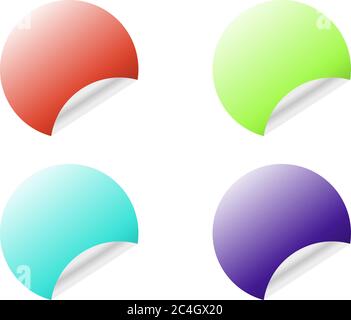 Adesivi rotondi con bordo arricciato in diverse varianti di colori isolati su sfondo bianco Illustrazione Vettoriale