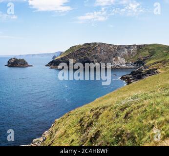 National Trust - Glebe Cliff a Tintagel in Cornovaglia in Inghilterra Foto Stock