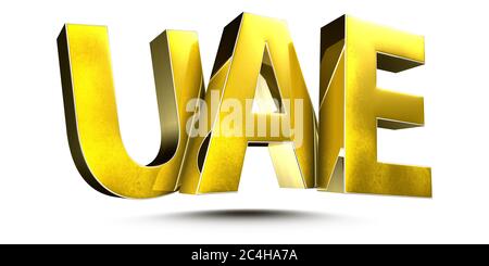 Illustrazione 3D UAE Gold isolato su sfondo bianco.(con tracciato di ritaglio) Foto Stock