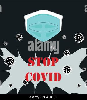 Poster che mostra una maschera protettiva contro i virus Illustrazione Vettoriale