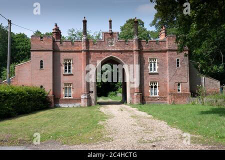 Gatehouse di Heydon Hall a metà Norfolk Foto Stock